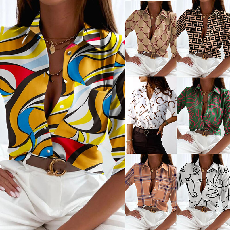 Black Print Acrylic Printed Lapel Shirt
