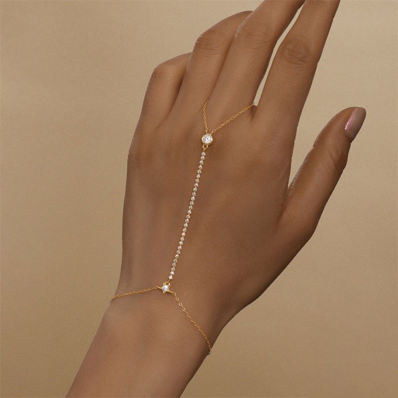Gold Silver And Diamond Claw Chain Bracelet