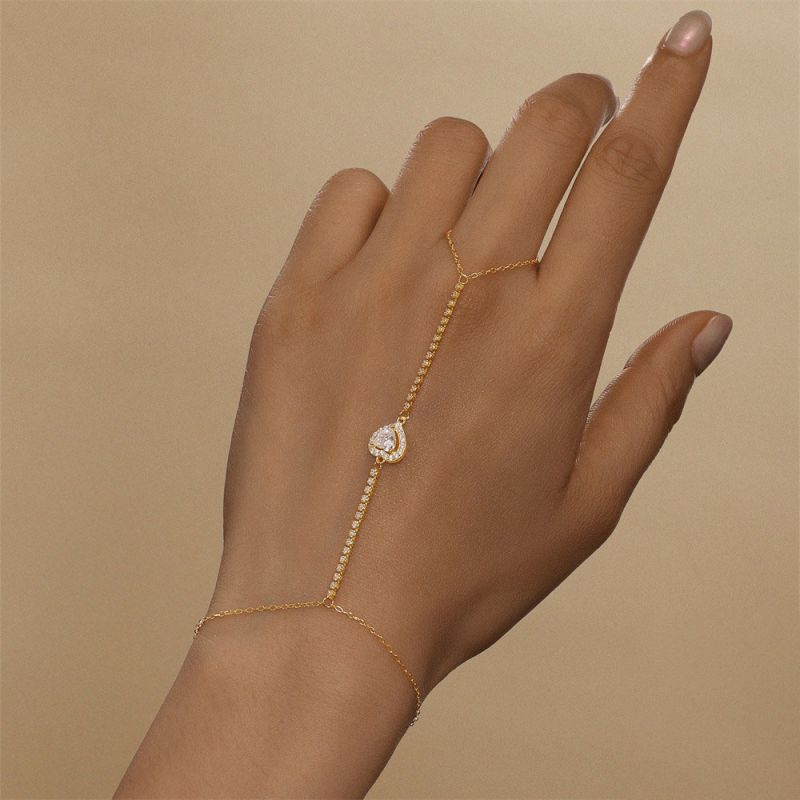 Gold Silver Diamond Heart Bracelet