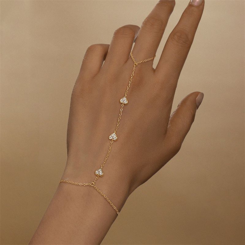 Gold Silver Diamond Heart Bracelet