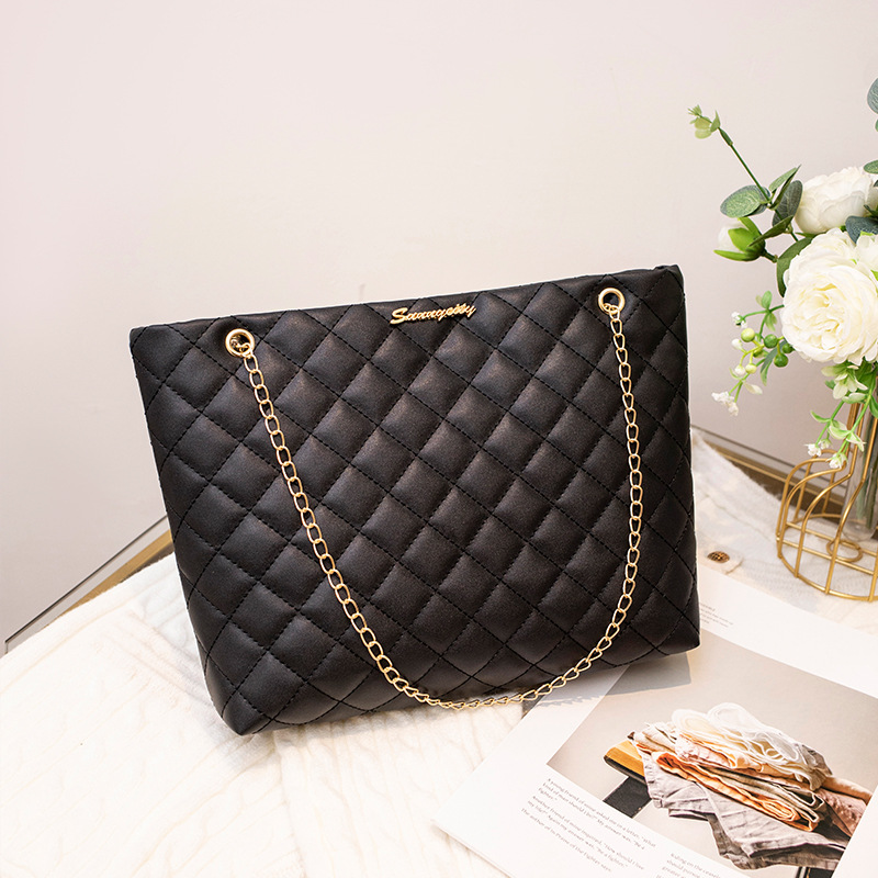 Bolso De Hombro De Gran Capacidad Con Estampado De Diamantes De Pu