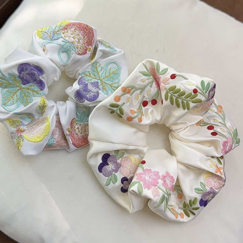 Strawberry Fabric Printed Pleated Hair Tie