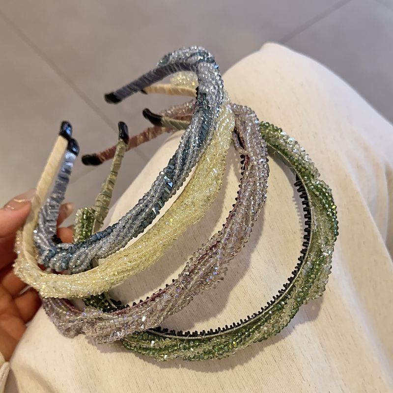Blue Crystal Braided Thin Edge Headband