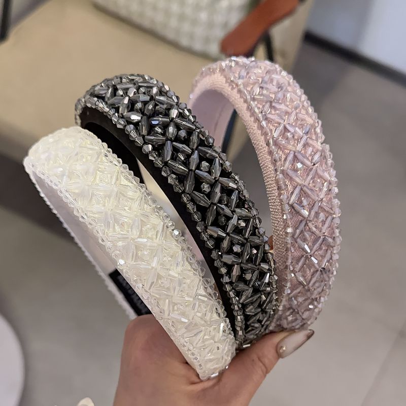 Diadema De Ala Ancha Con Cuentas De Cristal
