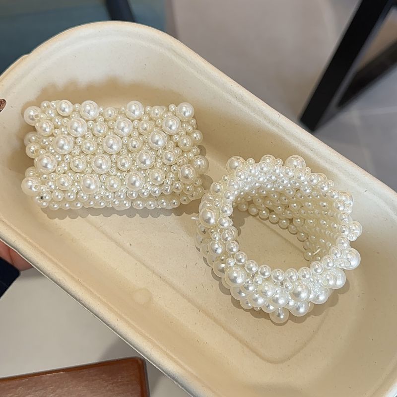 Postizo De Tela Con Cuentas De Perlas