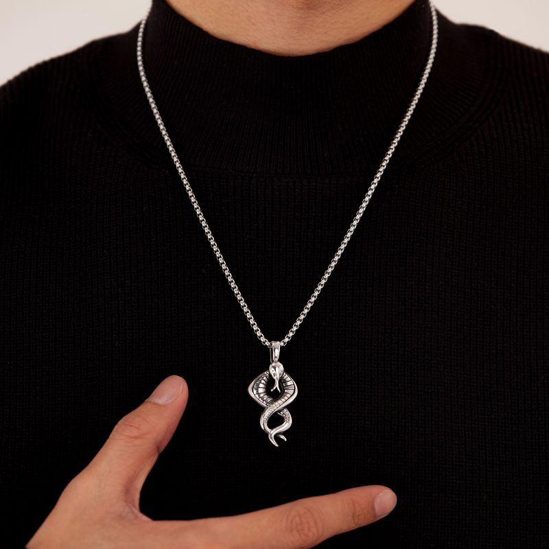 Collar De Serpiente De Acero Inoxidable Para Hombre
