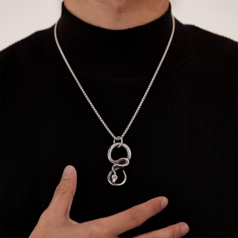 Collar De Serpiente De Acero Inoxidable Para Hombre