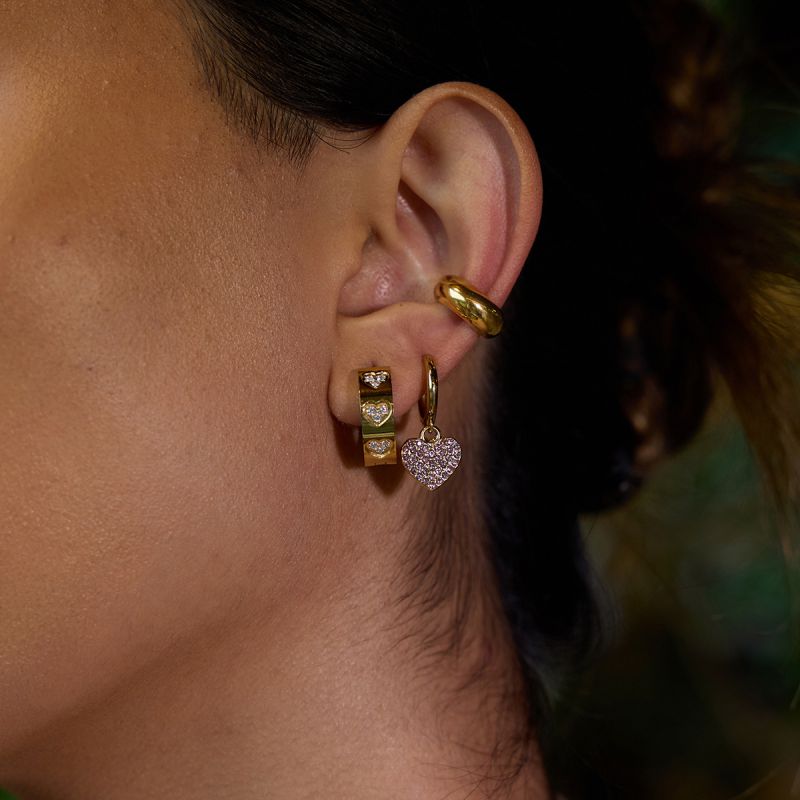 Pendientes De Acero Inoxidable Con Forma De Corazón De Diamantes