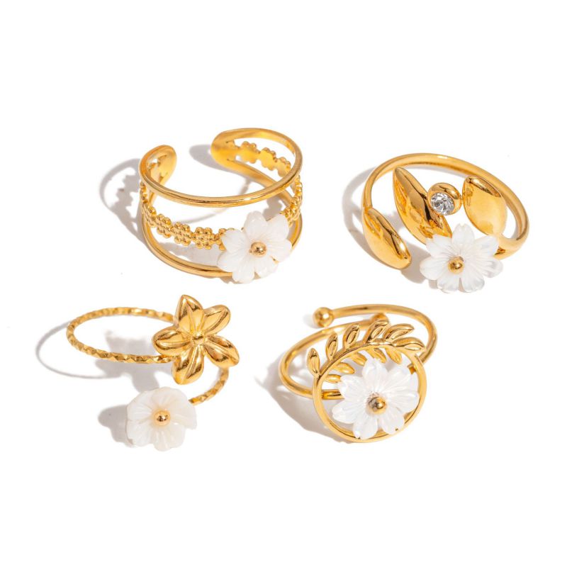Anillo De Flores De Acero Inoxidable