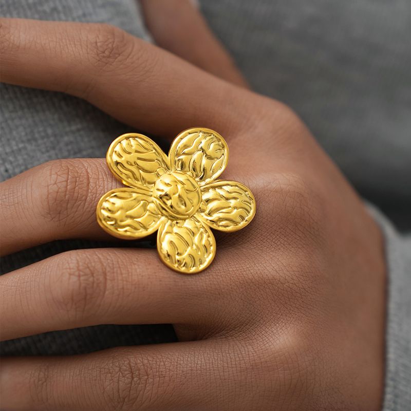 Anillo De Flores De Acero Inoxidable