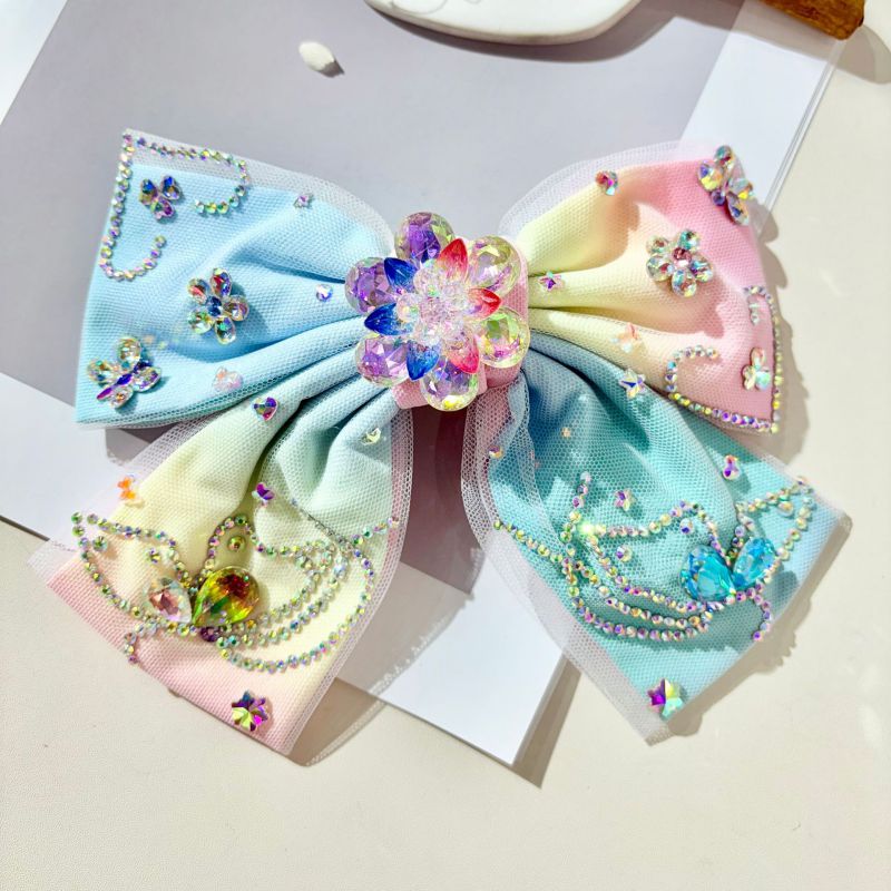 Purple Powder Rhinestone Bow Hairpin