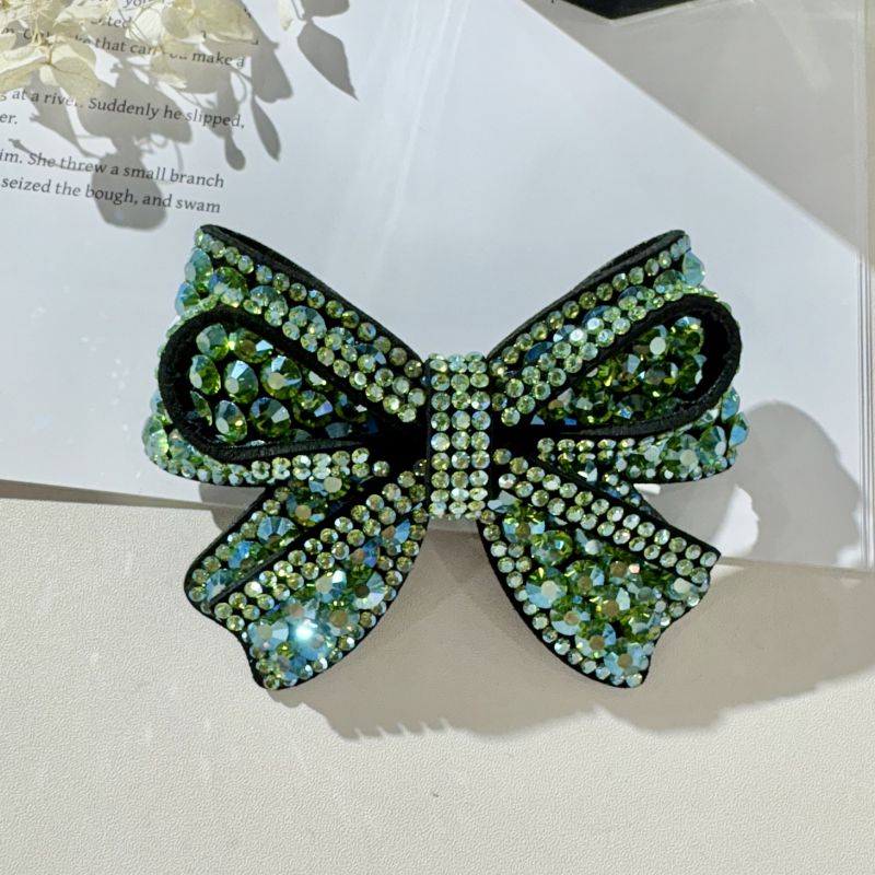 Yellow Rhinestone Bow Hairpin