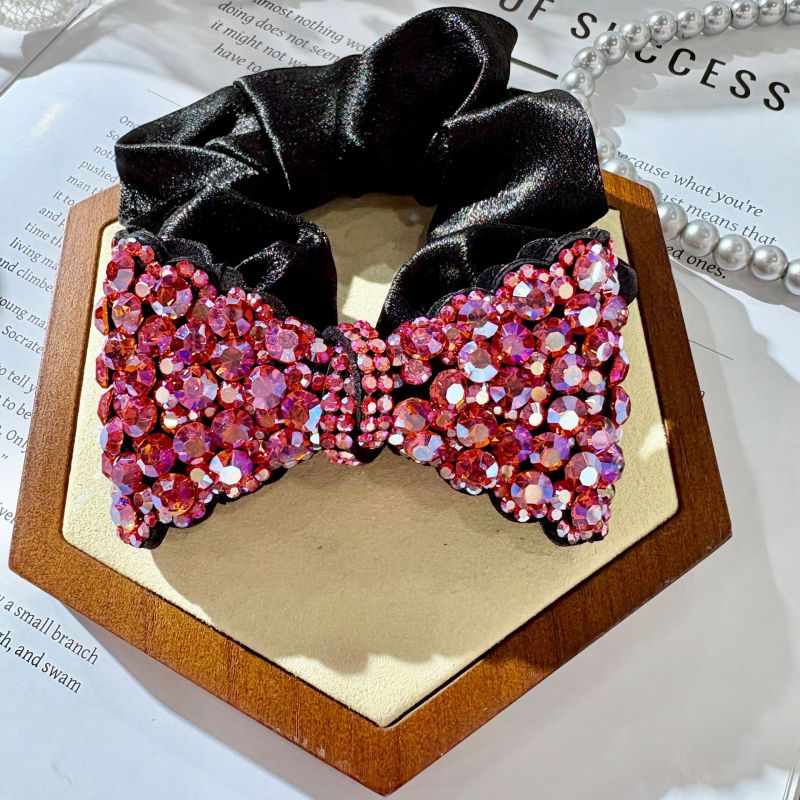 Yellow Rhinestone Bow Hair Tie
