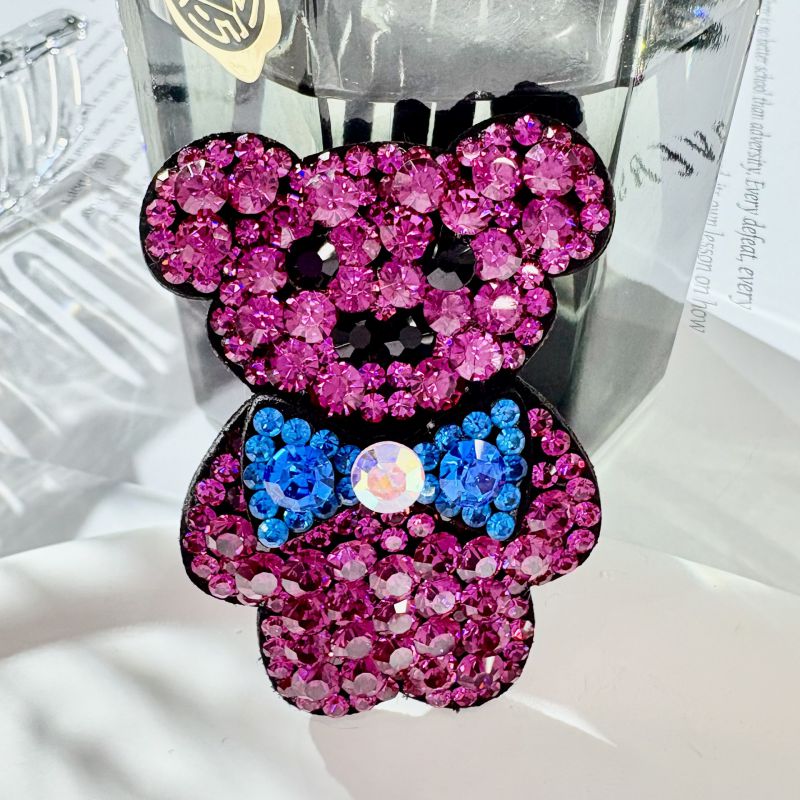Dark Brown Rhinestone Bear Hairpin