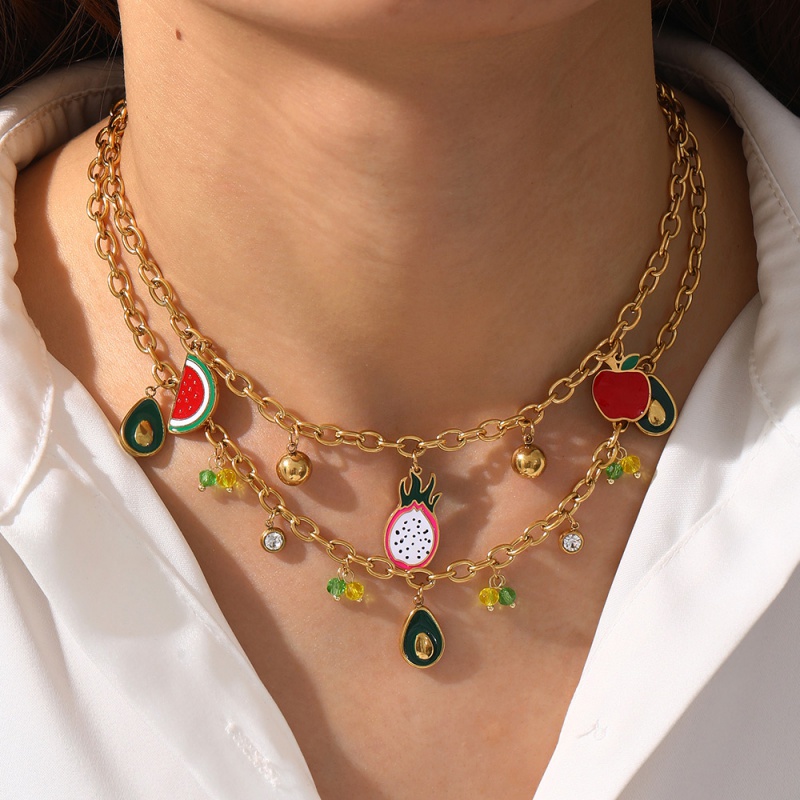 Collar Con Gotas De Aceite Y Frutas