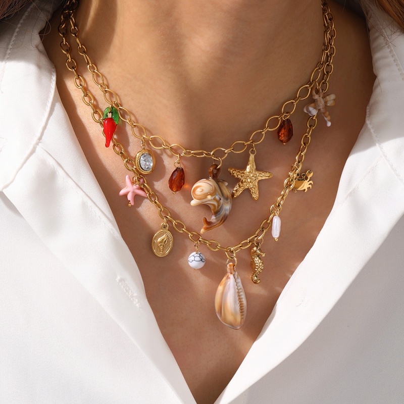 Collar De Acero De Titanio Con Forma De Tortuga Caracola
