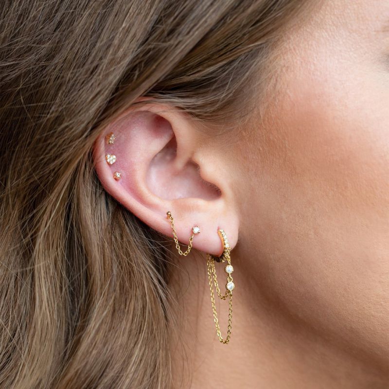 Juego De Pendientes Con Forma De Corazón Y Estrella De Cinco Puntas Con Incrustaciones De Cobre Y Circonita