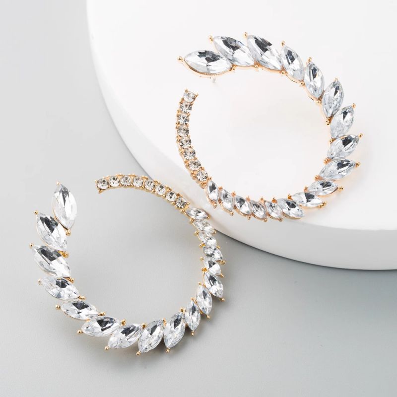 Pendientes De Hoja De Olivo De Cobre Y Diamantes