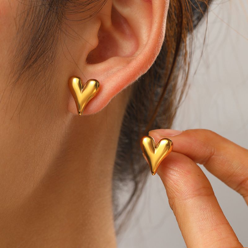 Silver Stainless Steel Heart Earrings