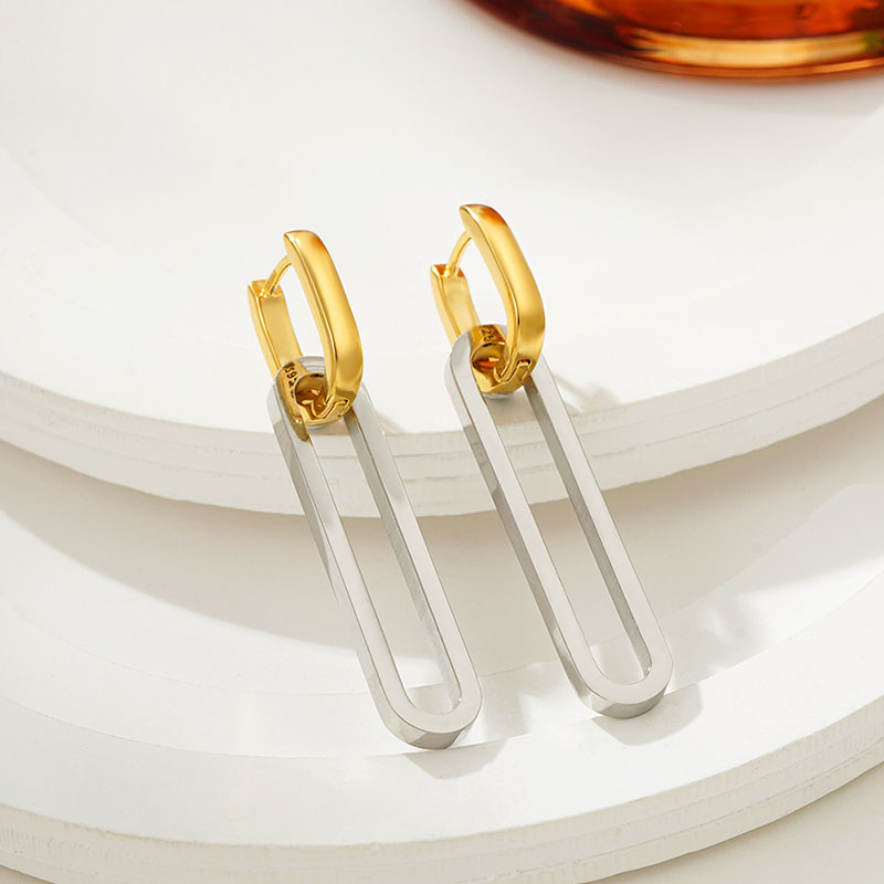 Pendientes De Aro Ovalados De Acero Inoxidable
