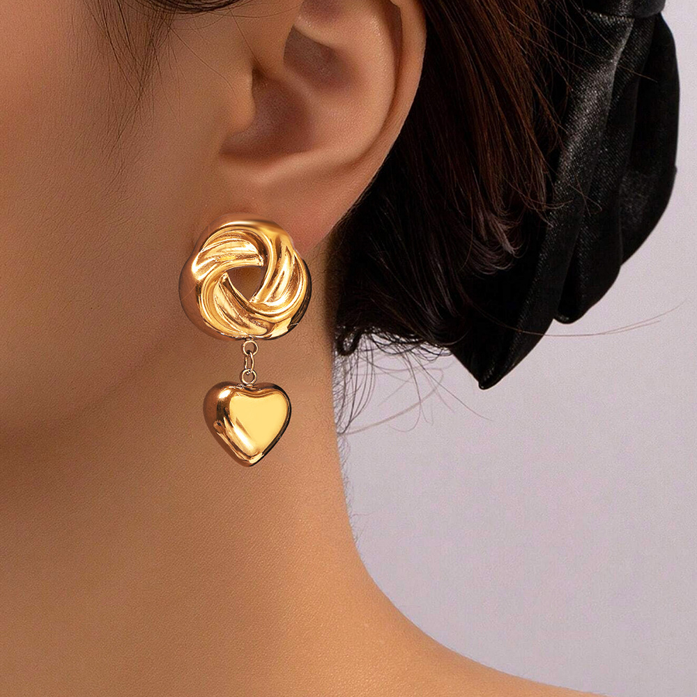 Silver Stainless Steel Spiral Heart Earrings