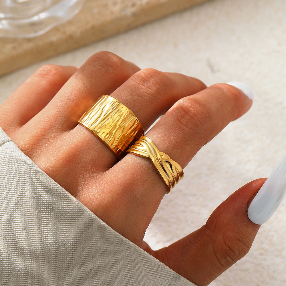 Silver Stainless Steel Round Ring Set