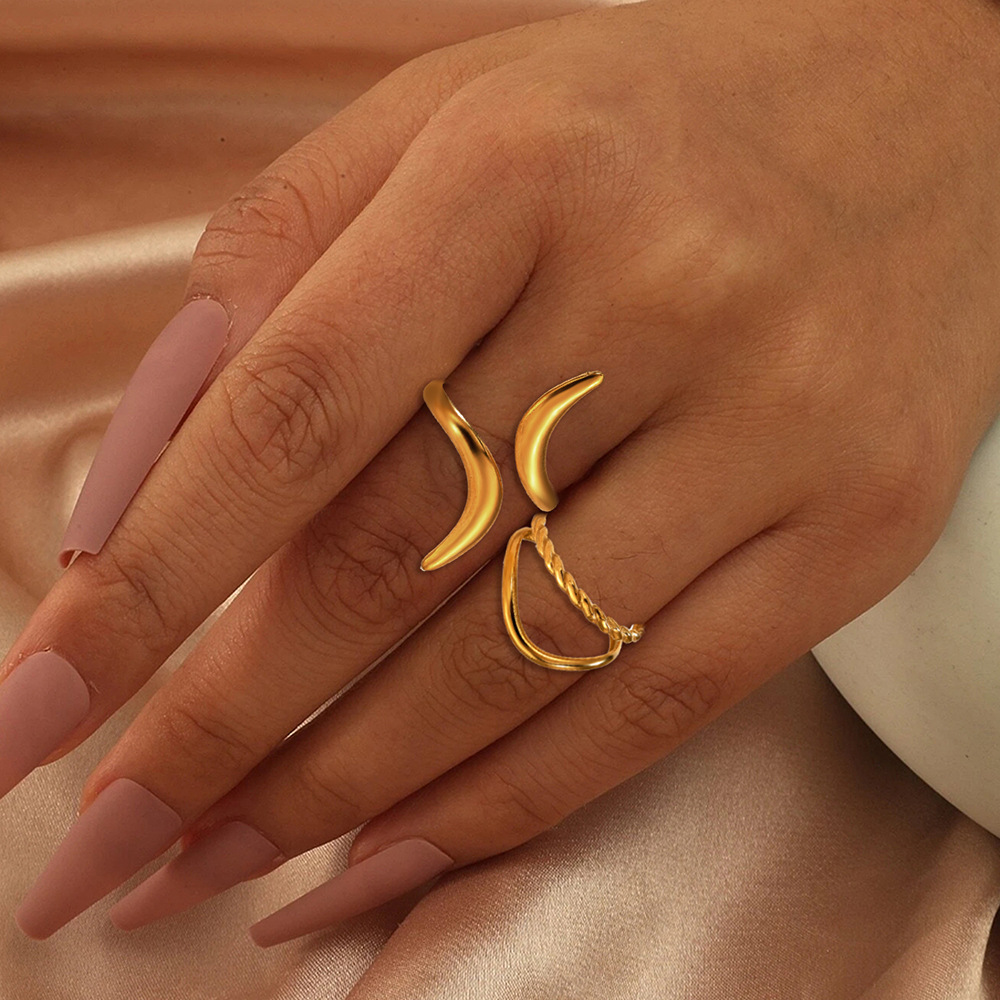 Silver Stainless Steel Irregular Ring Set