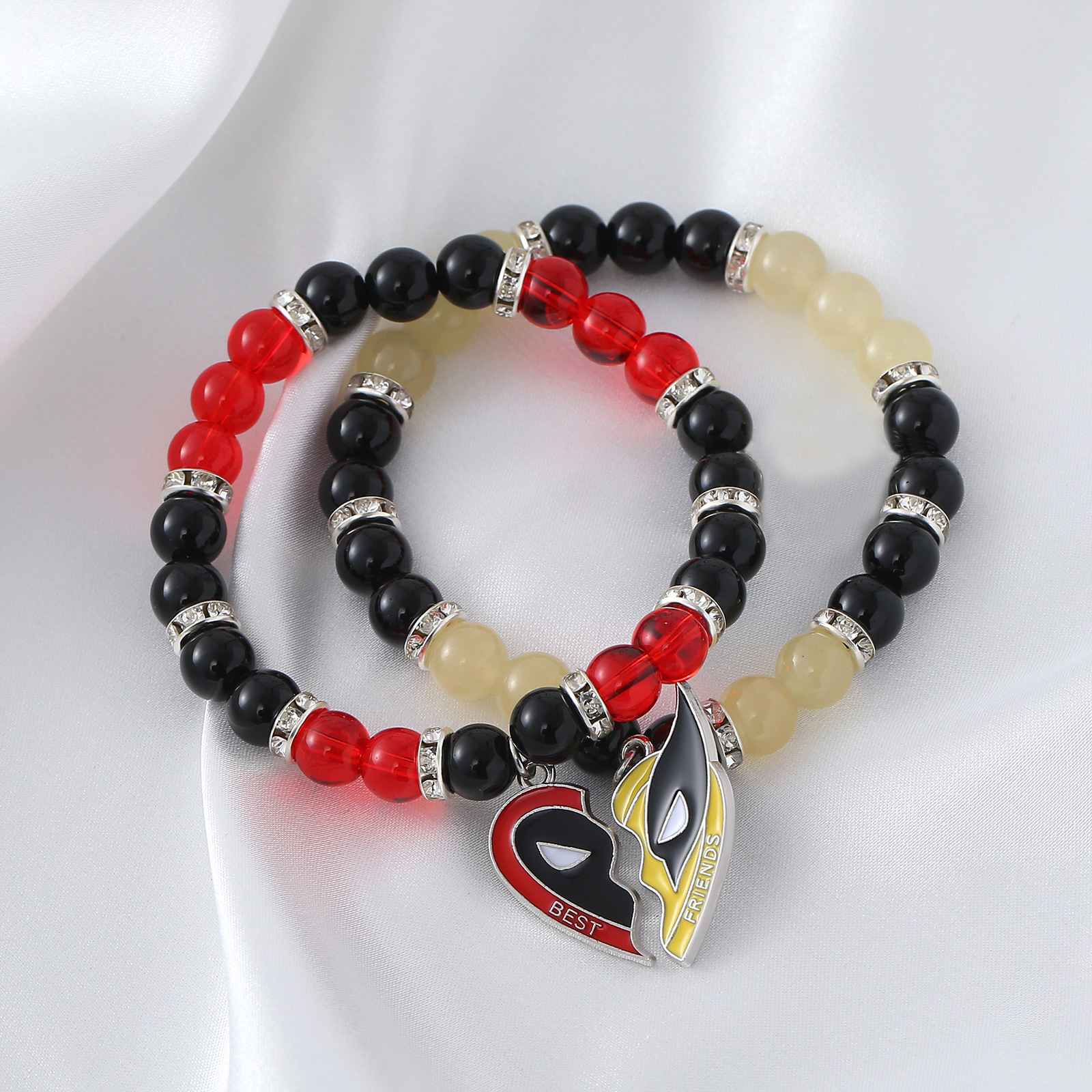 Set (deadpool + Wolverine) Natural Stone Beaded Geometric Bracelet Set