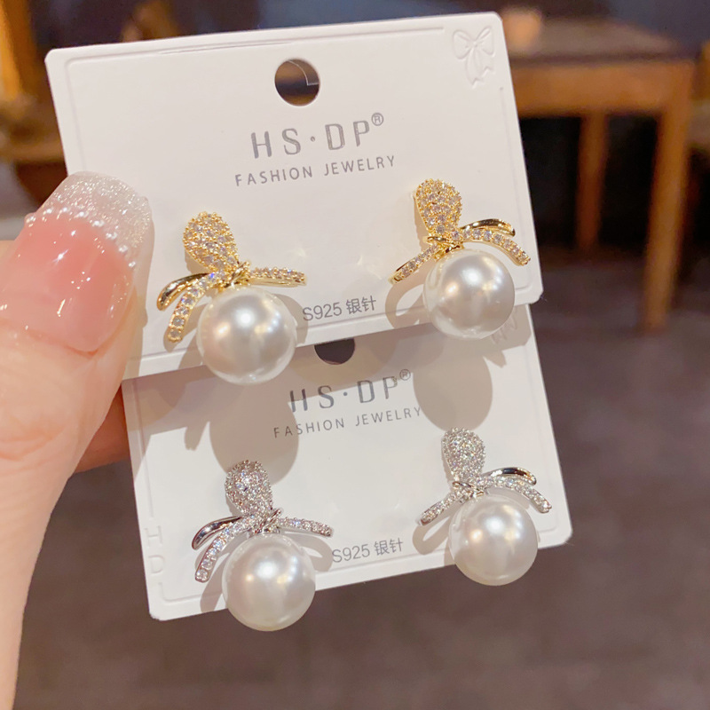Pendientes De Perlas De Cobre Y Diamantes