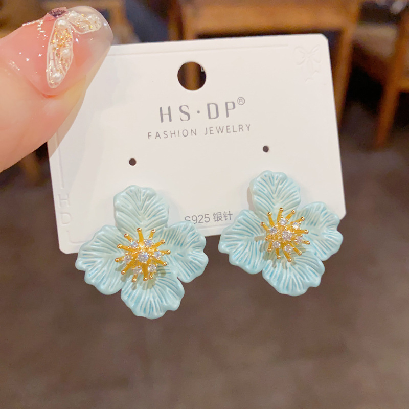 Pendientes De Flores De Diamantes De Cobre