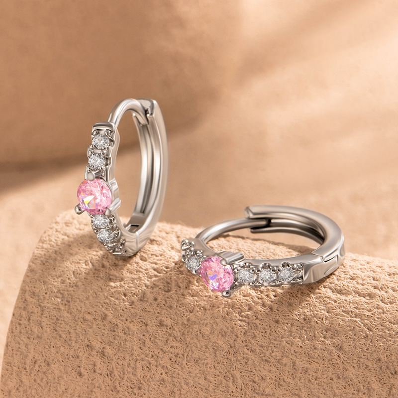 Pendientes Redondos De Metal Con Diamantes (individuales)