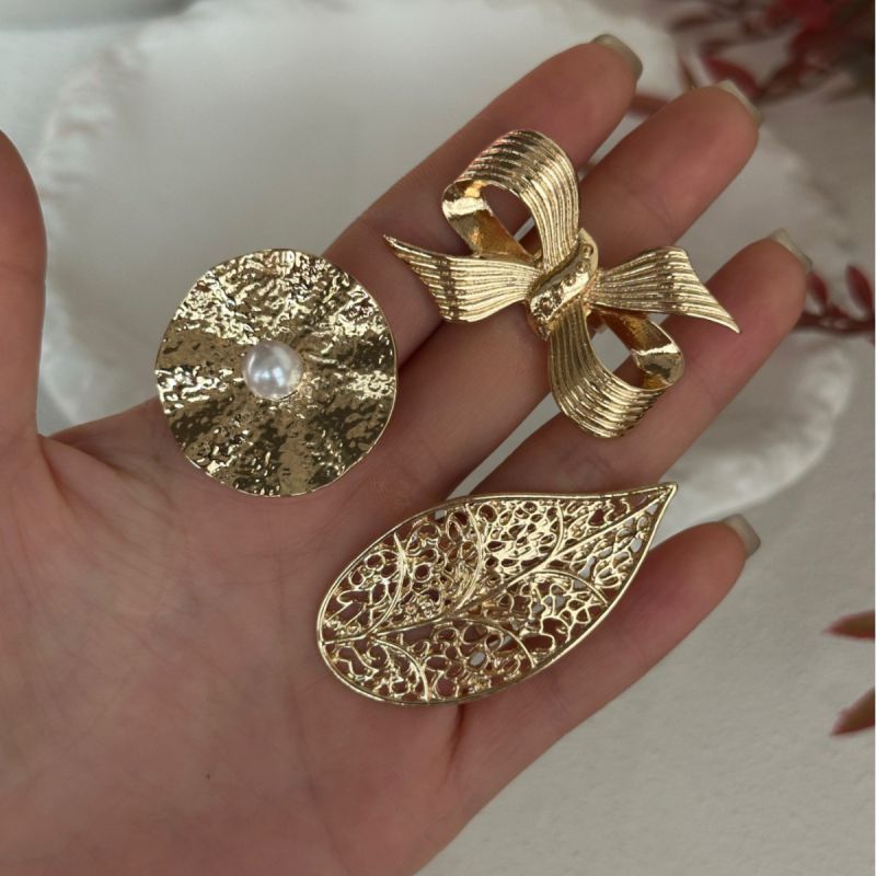 Juego De Anillos De Hoja De Lazo De Aleación