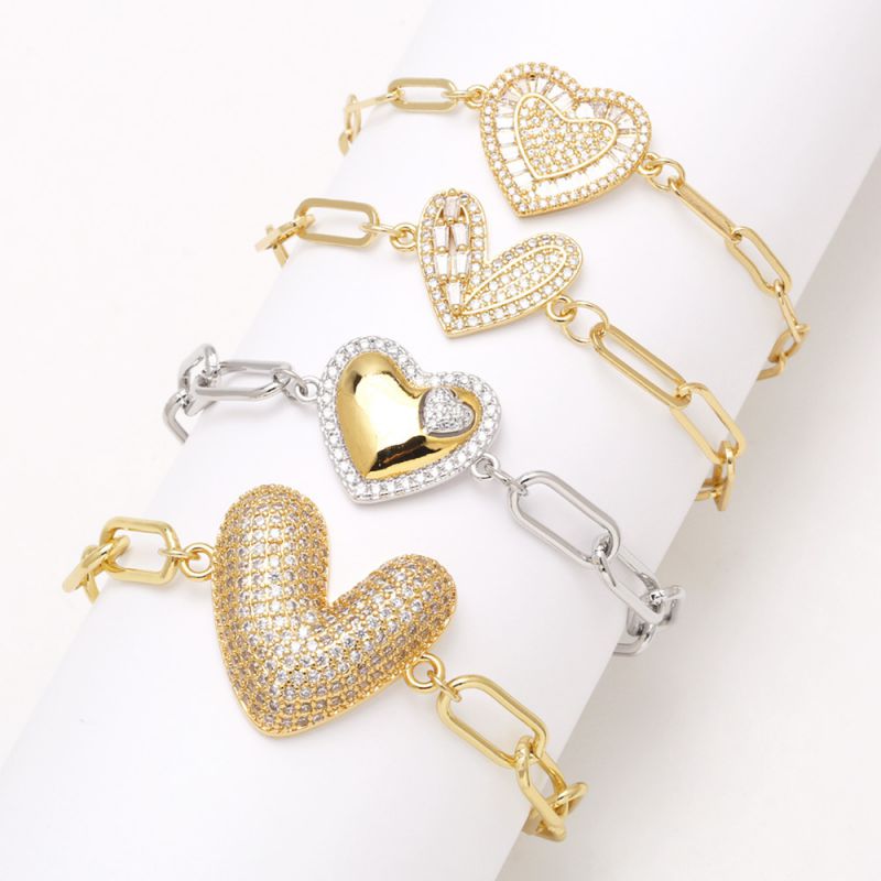 Pulsera De Corazón De Diamantes Bañada En Oro Y Cobre