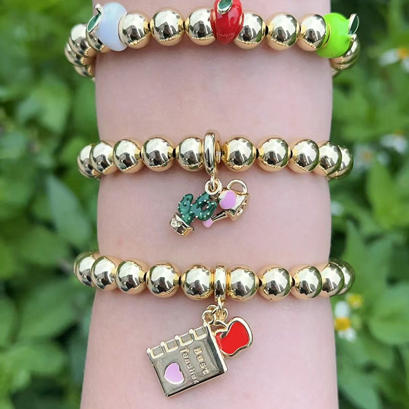 Gold 1 Gold-plated Copper Beaded Fruit Cactus Book Bracelet