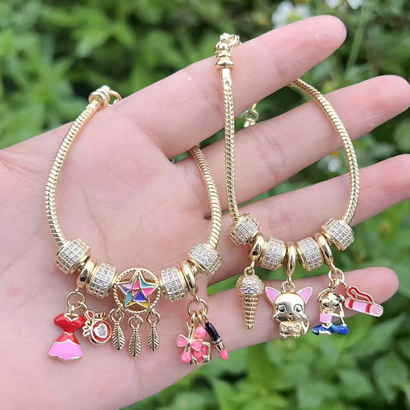 Gold 1 Copper Gold-plated Diamond Cartoon Dream Catcher Clothing Bracelet