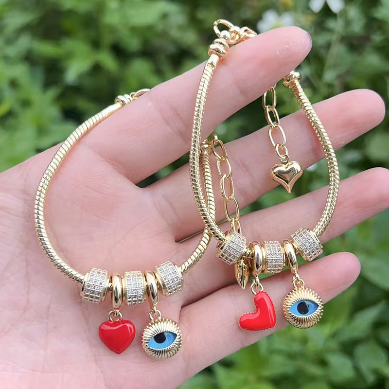 Gold 1 Copper Gold-plated Diamond Eye Heart Bracelet