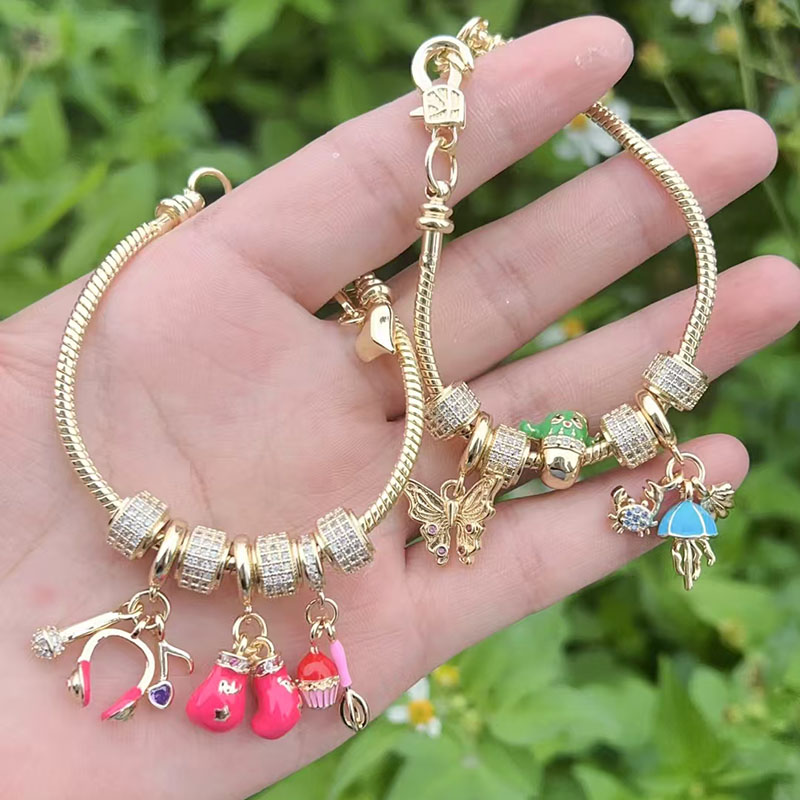 Gold 1 Copper Plated Gold Diamond Butterfly Jellyfish Headphone Gloves Bracelet