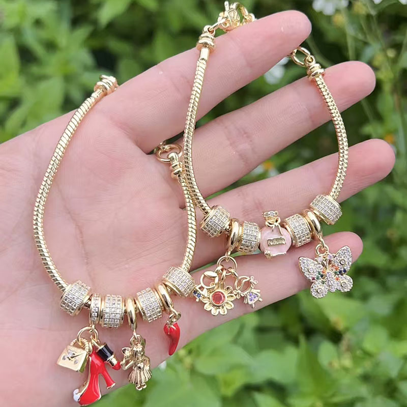 Gold 1 Copper Plated Gold-plated Diamond High Heel Butterfly Bracelet