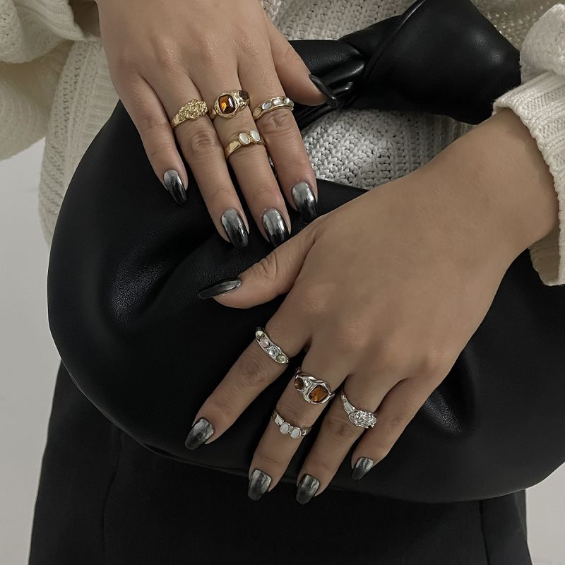 Juego De Anillos Irregulares De Aleación De Diamantes