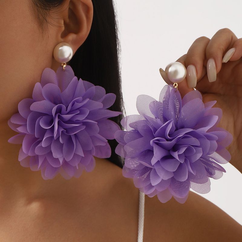 Pendientes De Flores De Gasa