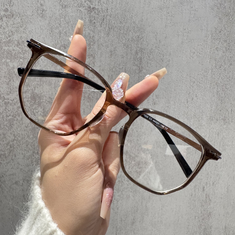 Transparent Grayish White Film Square Rice Nail Large Frame Flat Mirror