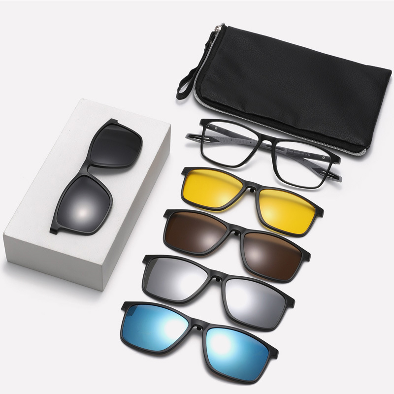 Sand Transparent Tea Frame Pc One With Five Pc Magnetic Glasses Frame