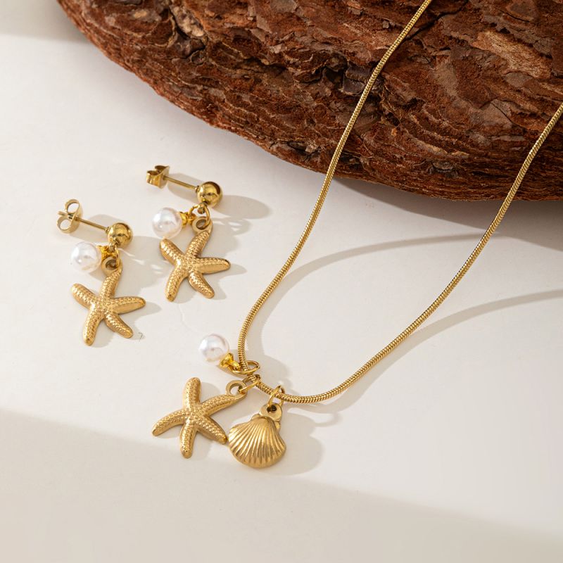 Collar De Acero Inoxidable Con Forma De Estrella De Mar