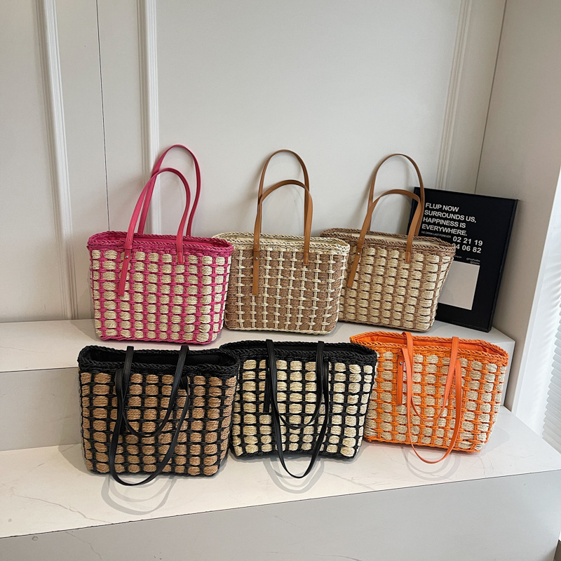 Bolso Grande De Paja Para El Hombro