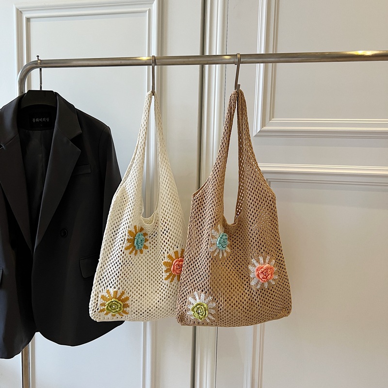 Bolso De Hombro Con Flores De Algodón