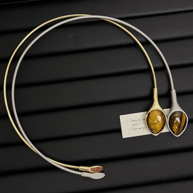 Collar De Ojo De Tigre De Aleación Con Forma De Serpiente