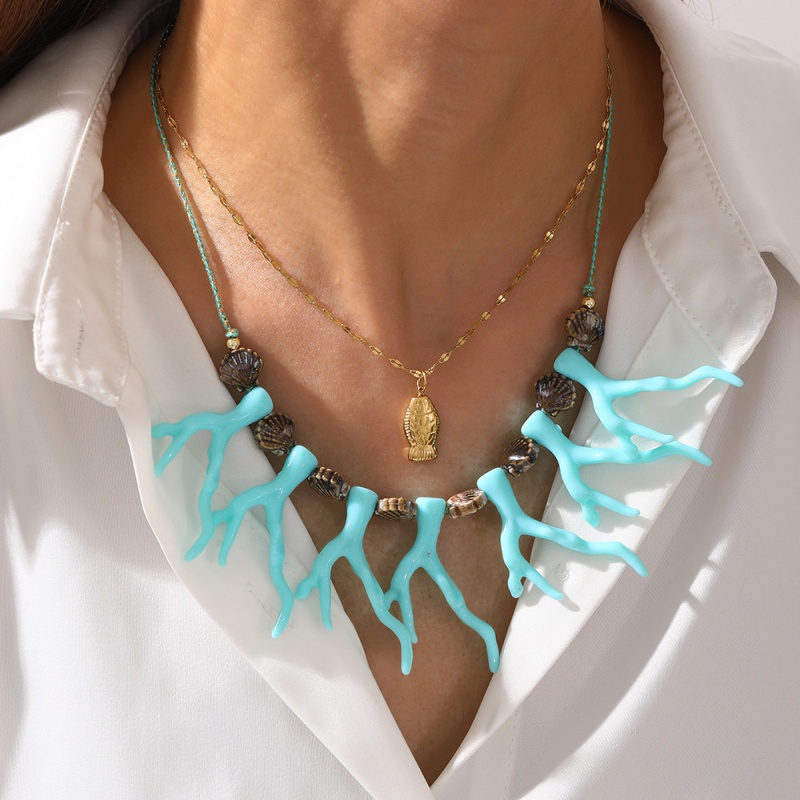 Collar Trenzado De Concha De Coral De Resina (4 Mm)