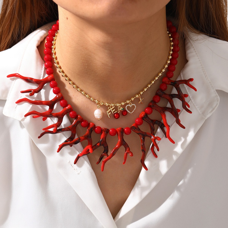 Collar De Cuentas De Coral De Resina (8 Mm)