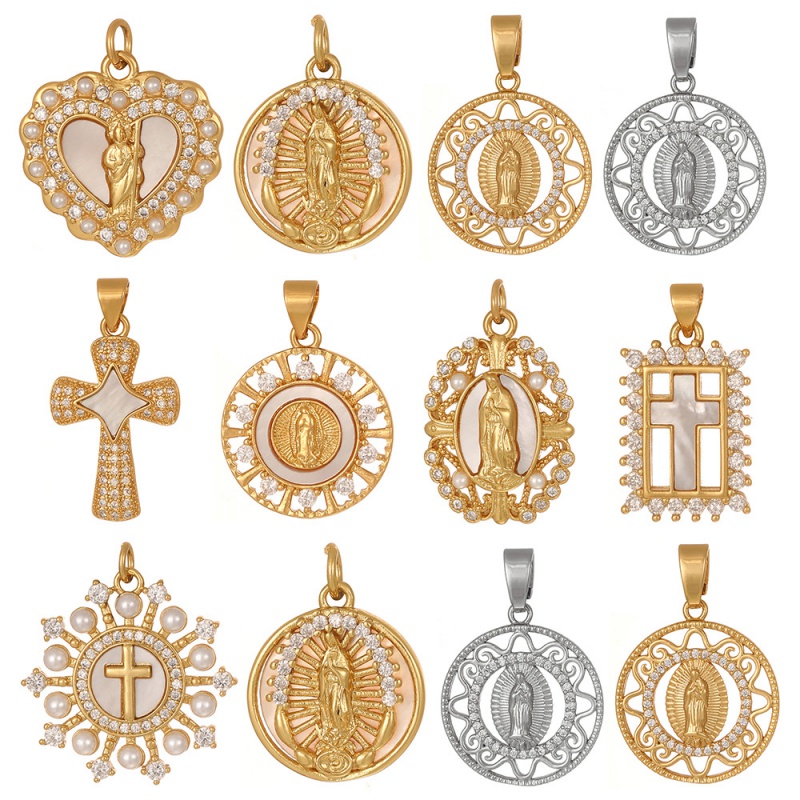 Accesorios De Perla Con Retrato De Corazón De Concha De Circonita Con Incrustaciones De Cobre