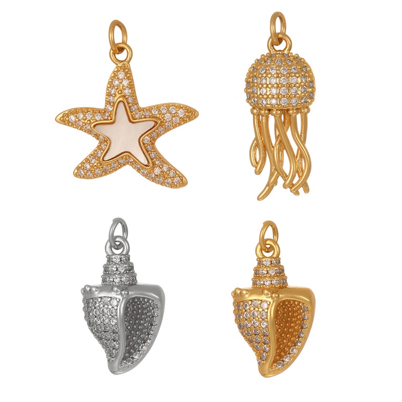 Accesorios De Estrella De Mar Con Concha De Circonita Con Incrustaciones De Cobre